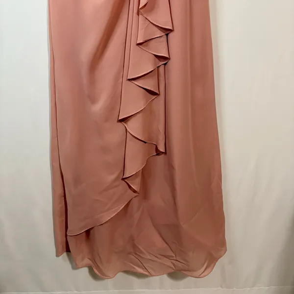 Women’s Lace Bodice Ruffle Chiffon Maxi Formal Gown Dress Dusty Rose Small 4 / 6 - Image 3