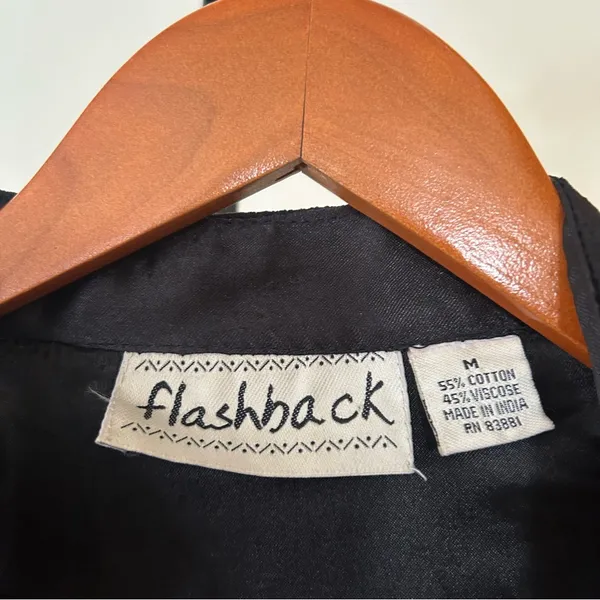 Vintage Flashback Patchwork Jacket Boho Tapestry Floral Button Black Gold Size M Size M - Image 4