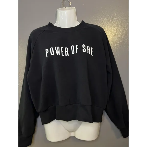 Athleta Sweatshirt Womens Medium Black Power Of She Fleece Raglan Pullover - Image 2