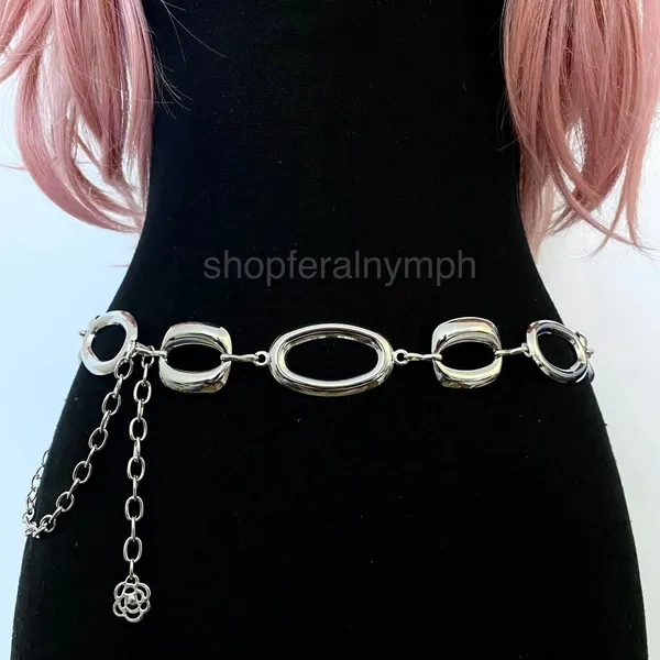 Silver Y2K Liquid Chrome Chunky Oval Chain Belt, Fits 23 to 43 Inches, X7GA1342 - Image 2