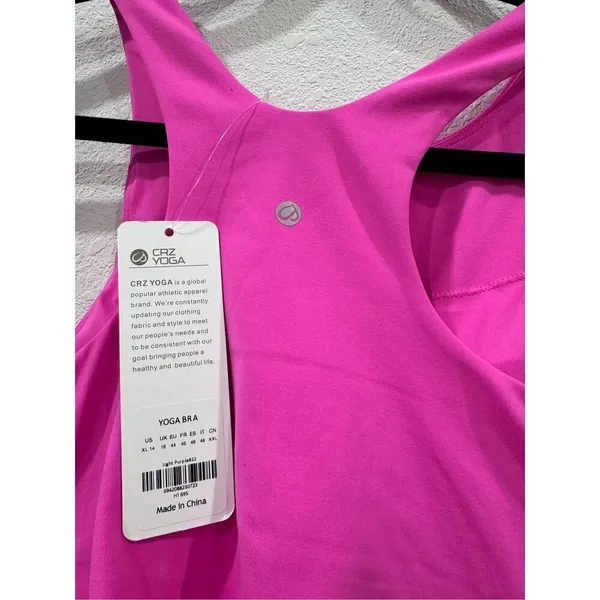 CRZ YOGA Butterluxe Racerback High Neck Longline‎ Sports Bras pink size xl - Image 5