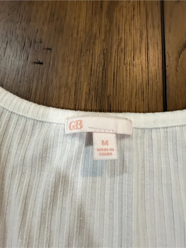 Gianni Bini White Ribbed Scoop Neck Short Sleeve Tee M - Image 2