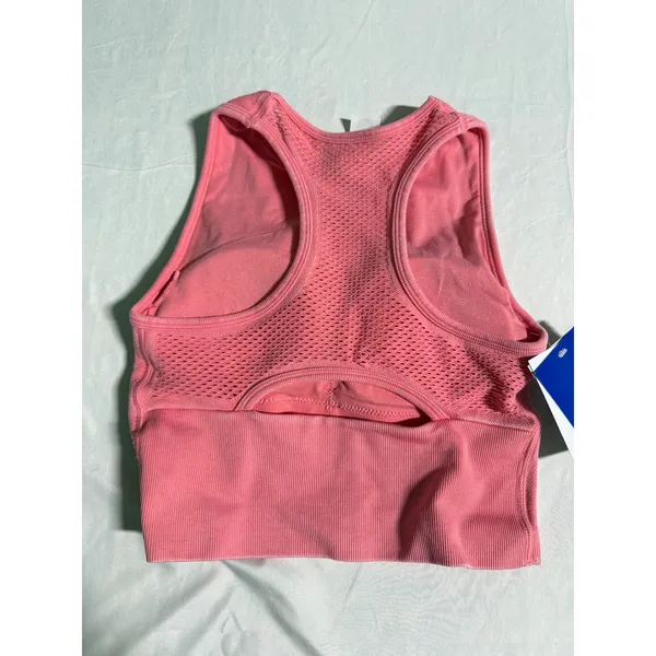 JoyLab Pink coral Seamless Cropped Tank Top High Neck Racerback Mesh Small NEW - Image 4