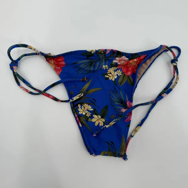 PQ SWIM PILYQ Bikini Bottoms SZ Small Boca Tie String Teeny NEW NWOT Blue Floral - Image 2