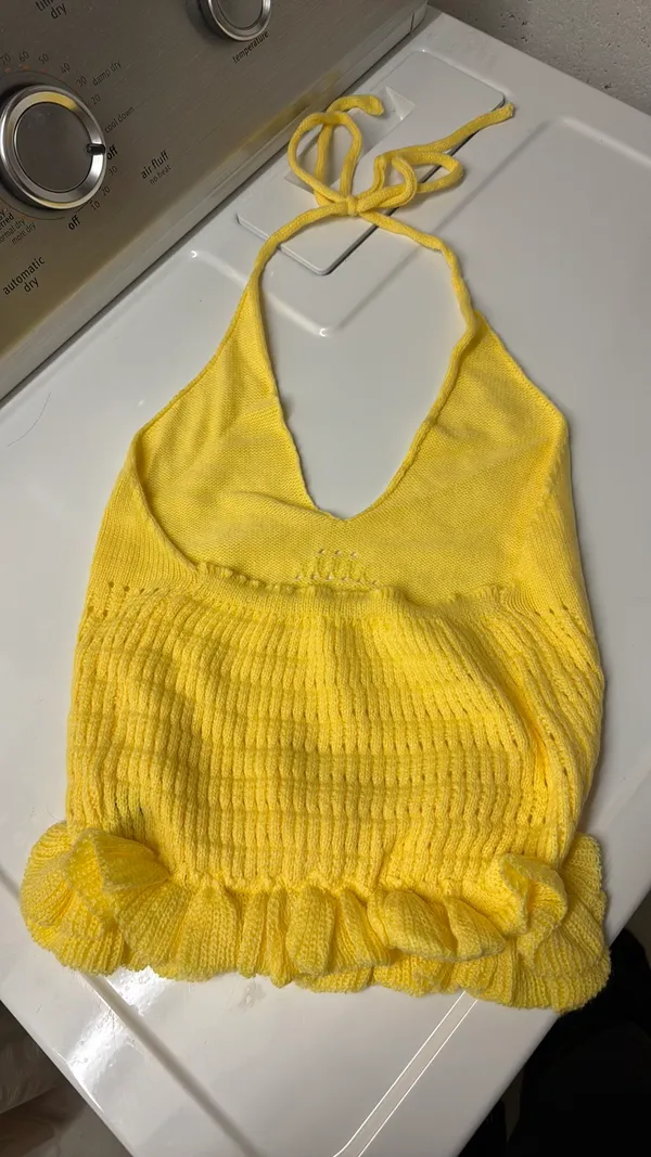 SheIn Yellow knitted halter top - Image 2
