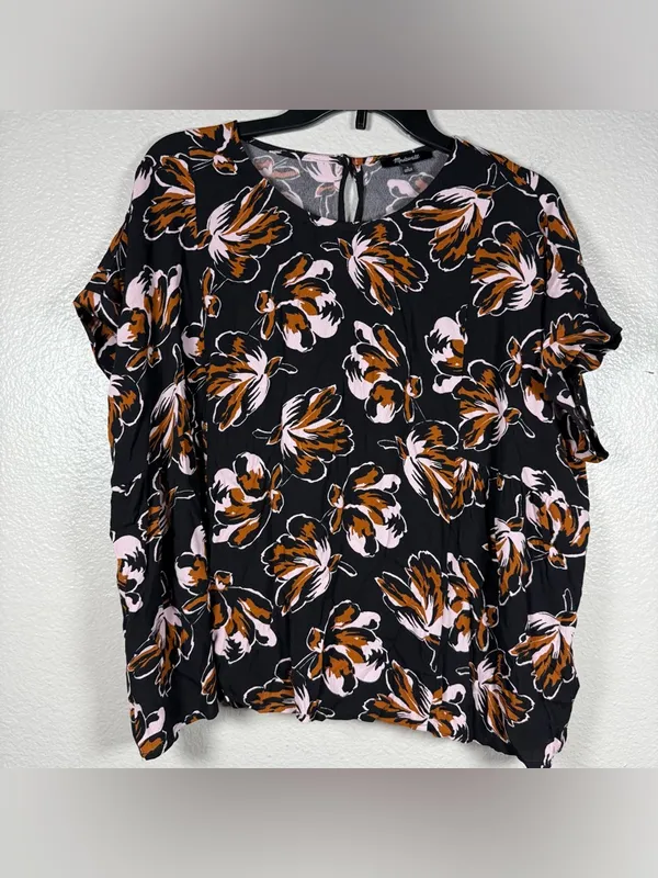 Madewell Cuffed sleeves shirred top in Duskblossom SZ:L - Image 3