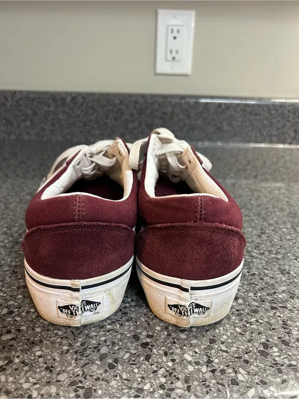 Vans Low-Top Canvas Sneakers in Burgundy and White - Image 5
