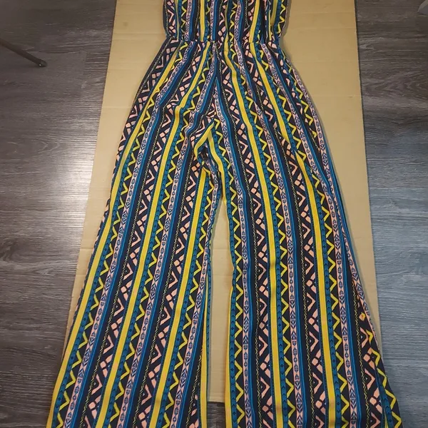 Rainbow Sandals Rainbow Strapless Multicolor Jumpsuit S Dopamine Rainbowcore Boho Coconut Girl - Image 4