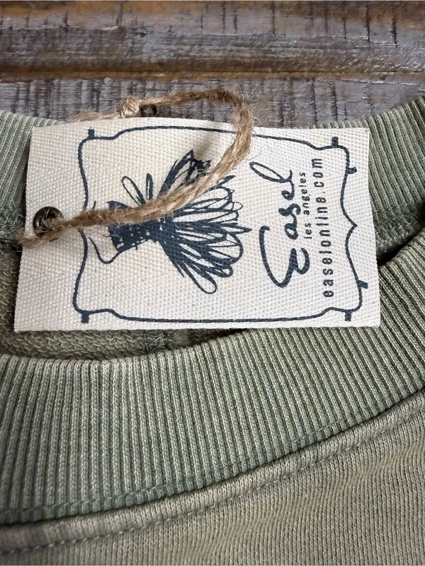 easel Olive Green Crewneck Sweatshirt with Cowboy Hat & Boots Graphic - Image 4