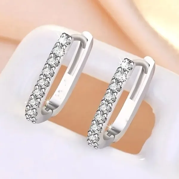 925 Sterling Silver Crystal Zirconia Edged Hoop Earrings for Daily Wear - Image 3