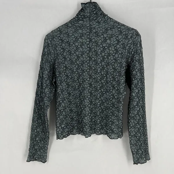 Sno Skins Crop Top Womens Medium Black Lace Sheer Detail Turtle Neck Ski Outdoor - Image 8