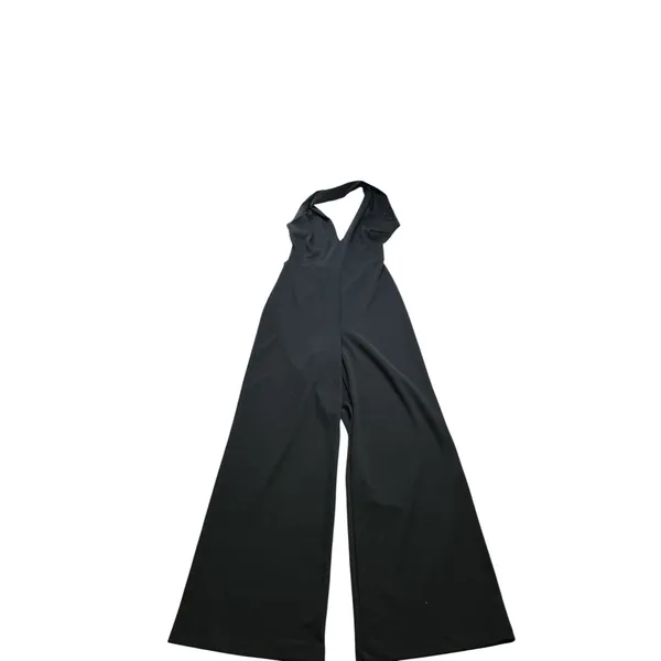Lulus Black Halter Wide Leg Jumpsuit Deep V-Neck Formal Sleeveless Pockets L - Image 3