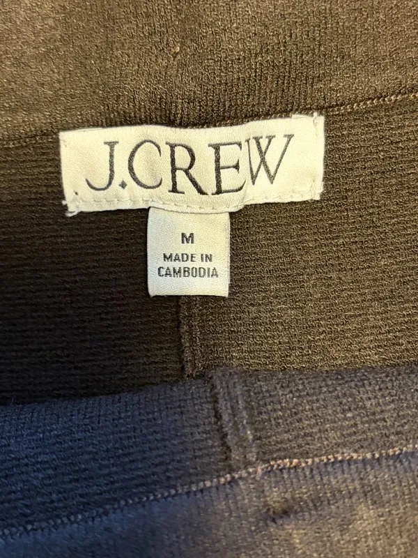 J Crew dark chocolate brown knit wide leg crop pants size medium preppy classic - Image 5