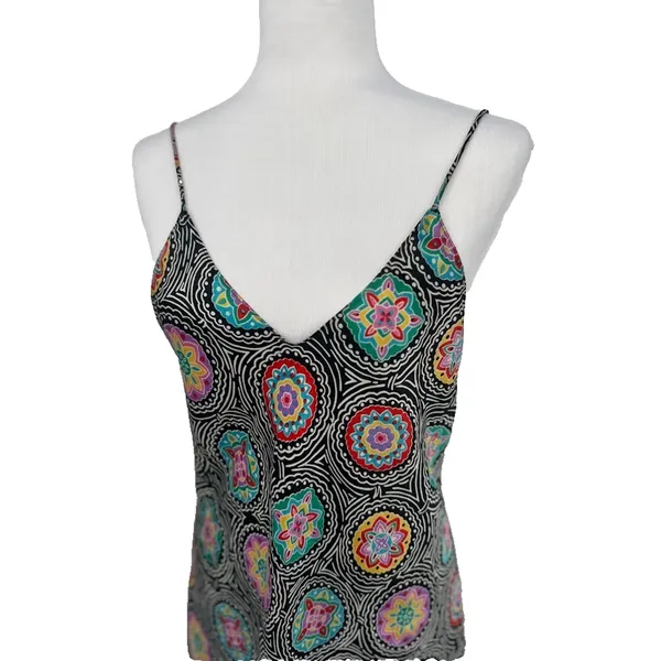 Vintage Indulgence Slip Dress Satin Mandala‎ Maximalist 90s Vibrant Size Small - Image 2