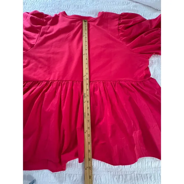 English Factory crew neckline voluminous puff sleeves Peplum Waist Size 3X - Image 10
