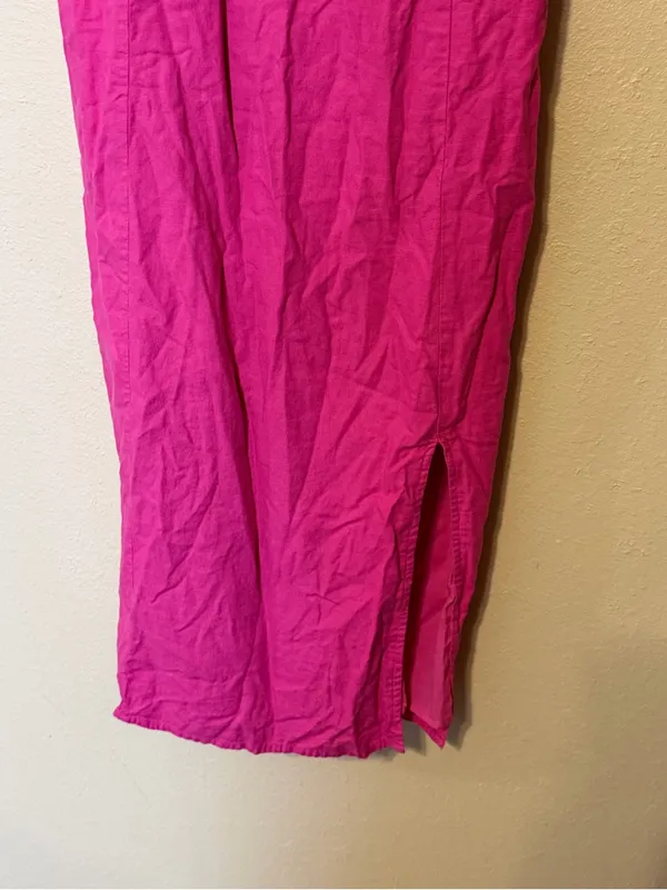 J crew pink linen-blend slip‎ midi dress size 14 - Image 6