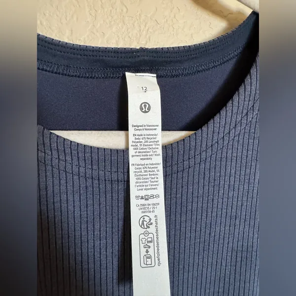 Lululemon Ribbed Softstreme Slim-Fit‎ Tank Dress Size 12 True Navy NEW - Image 6