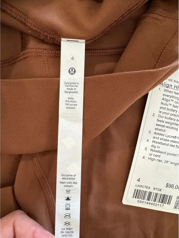Lululemon Align High Rise 28” Roasted Brown Size 4 NWT - Image 6