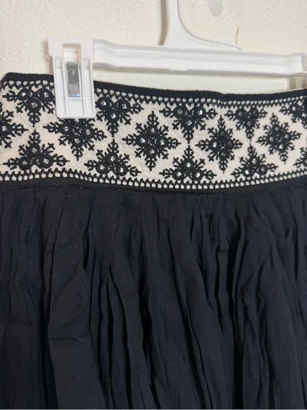 Free People Black Mini Skirt Boho Embroidered Mirror Fairycore Flirty Whimsygoth - Image 3