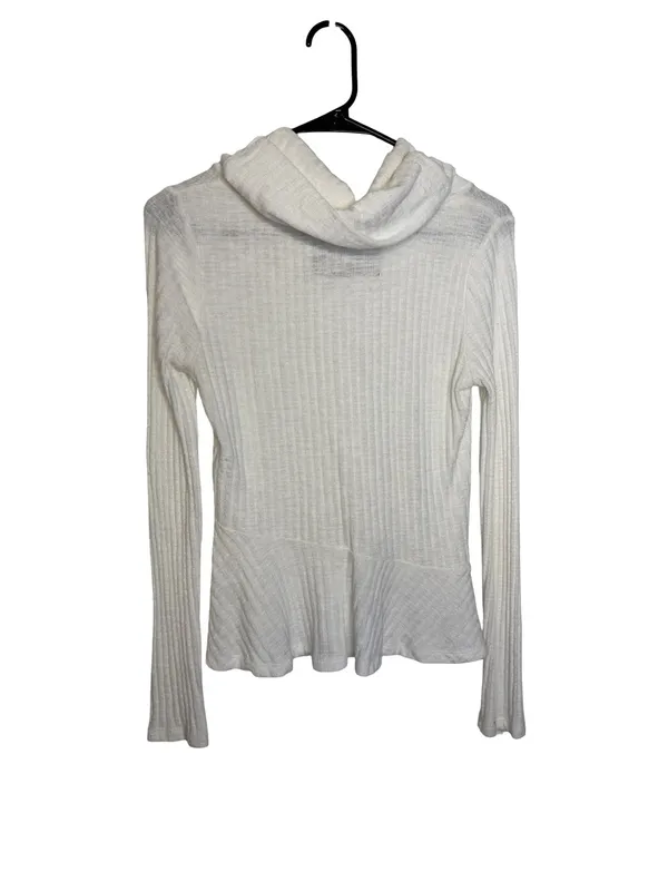 🤍✨ Maeve by Anthropologie Ivory Ribbed Cowl Neck Peplum Top‎ XS ✨🤍 - Image 4