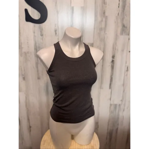 American Eagle Dark Grey Ribbed Tank Top Womens Size XS Extra Small Basic Cami - Image 4