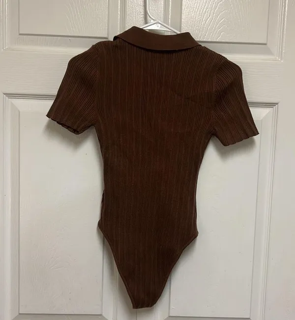 Forever 21 Brown Collared Sweater-Knit Bodysuit - Image 11