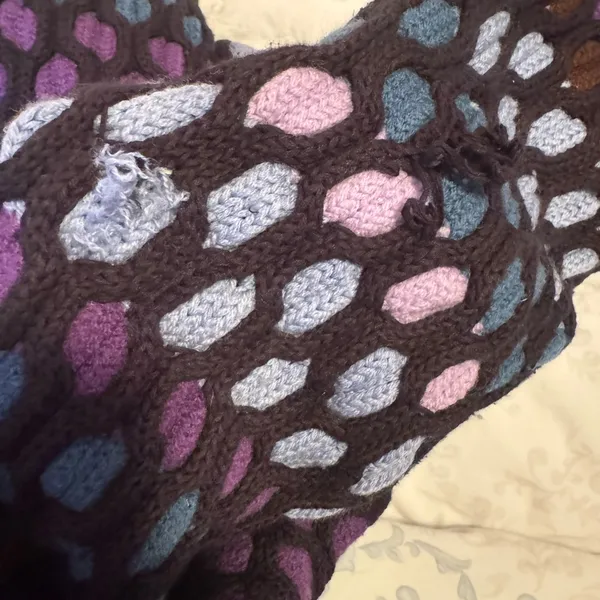 Koche Cropped Polka Dot Sweater Womens size large FLAWED‎ Black - Image 9