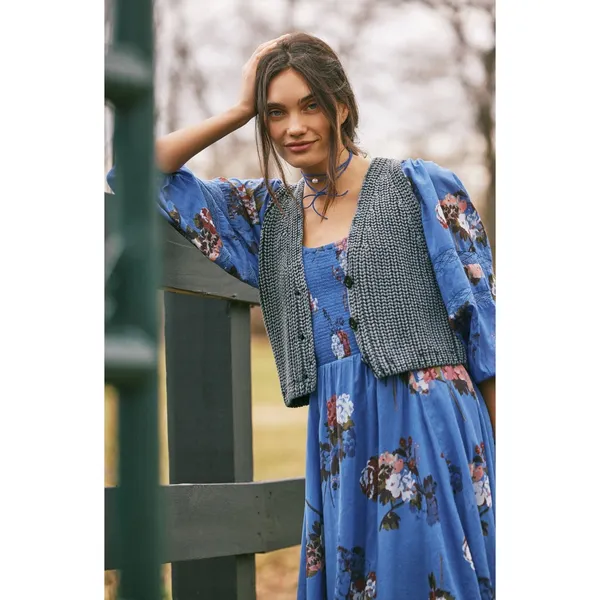 Free People Bohemian Witchy Fairy Morning Glory Maxi Dress Bluebell Size Large - Image 3