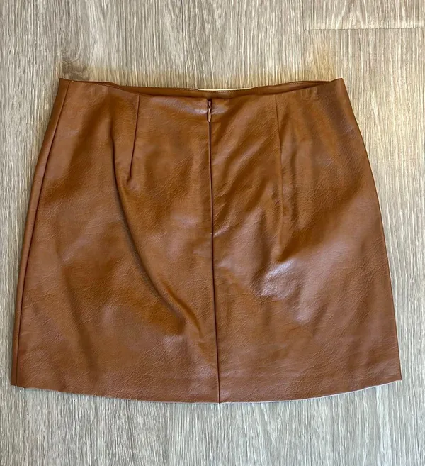 Boutique Leather Skirt Brown Size M - Image 2