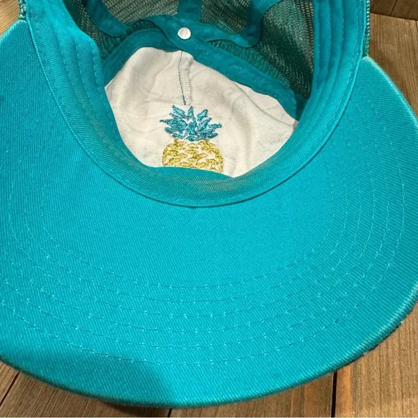 Simply Southern Low Profile Trucker Hat Teal &‎ Camo w/ Pineapple Logo - Image 4