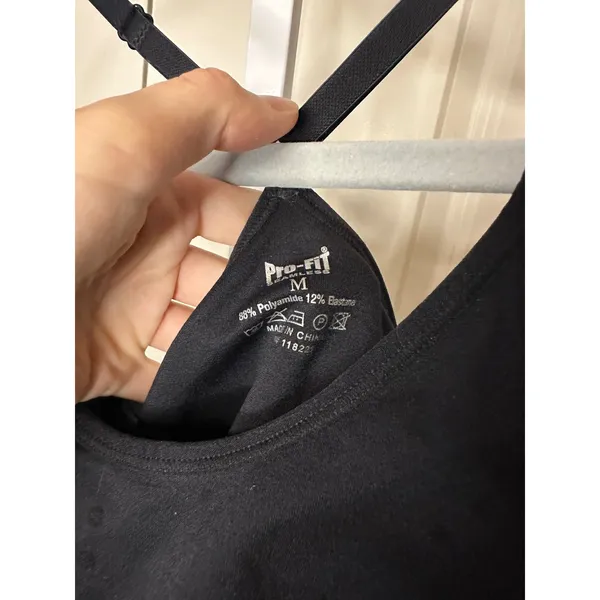 Pro-Fit Black Sports Bra Womens Medium Adjustable Straps Longline‎ Ribbed - Image 3