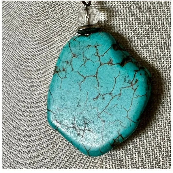 Danecraft Sterling Silver Chain with Turquoise-Look Pendant and Crystal Accent - Image 4