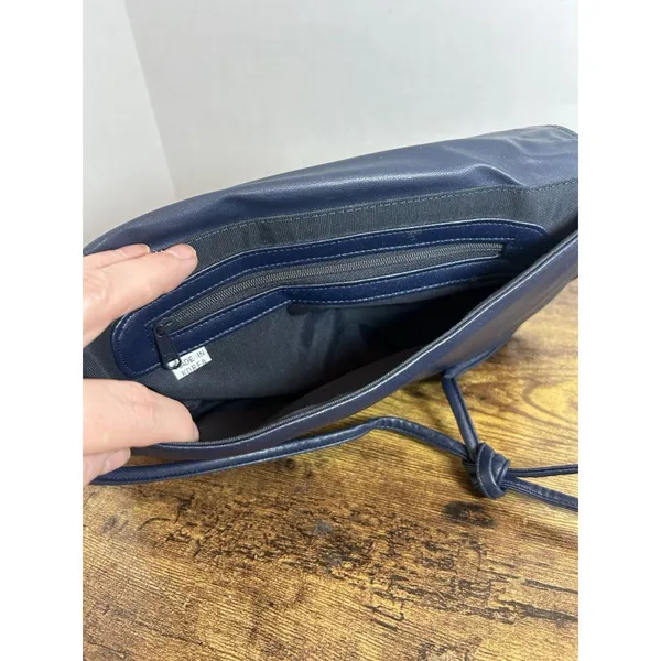 Vintage Navy Blue Shoulder Bag Clutch Purse Korea Snap Closure Retro Handbag Mod - Image 3