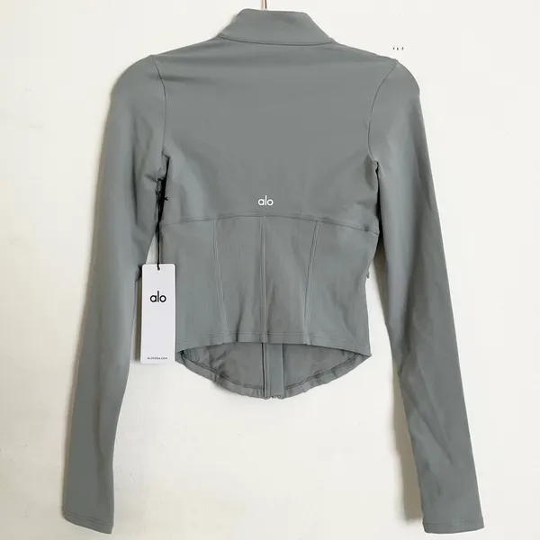 Alo Yoga Airbrush Corset Full Zip Jacket Lunar Grey XS - Image 4