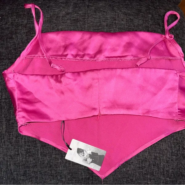 Sincerely Jules Fuchsia Satin Crop top - Image 3