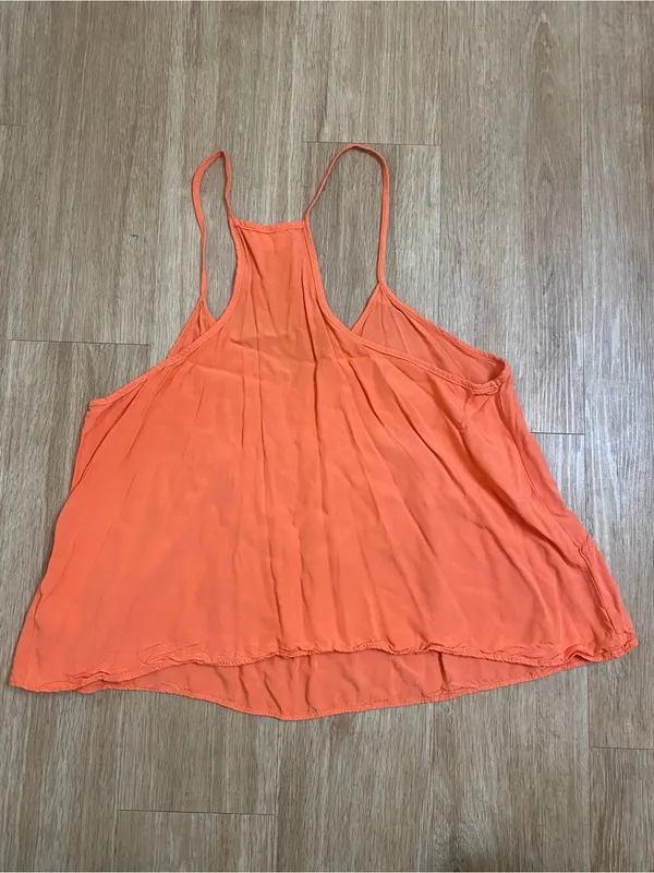 Everly Bright Orange V-Neck Tiered Spaghetti Strap Camisole - Image 2
