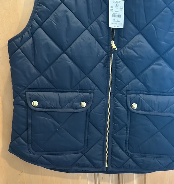 NWT Jcrew Navy Quilted Vest - Image 3