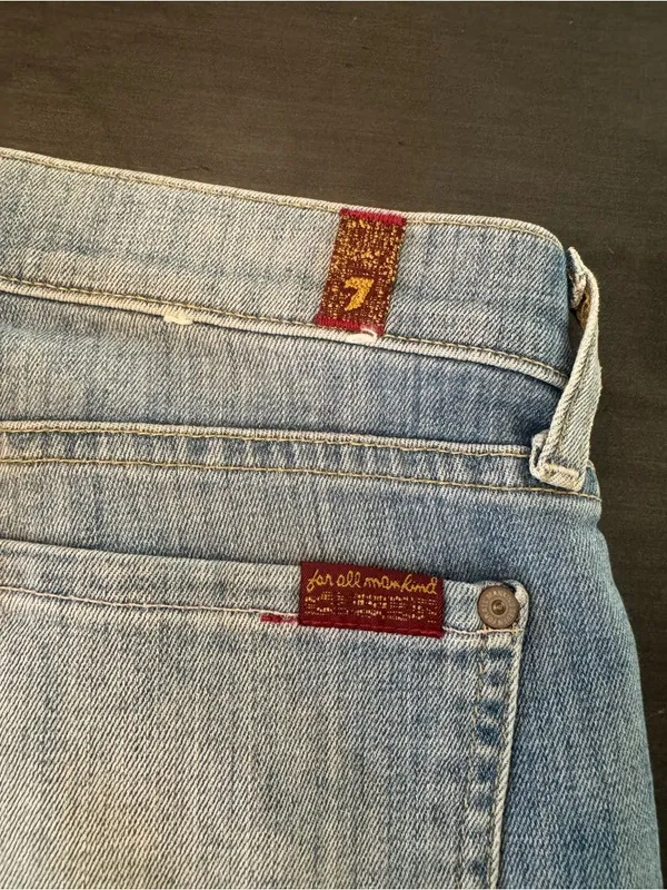 7 For All Mankind Skinny Crop & Roll Jeans Size 28 Light Wash Cuffed Ankle - Image 7