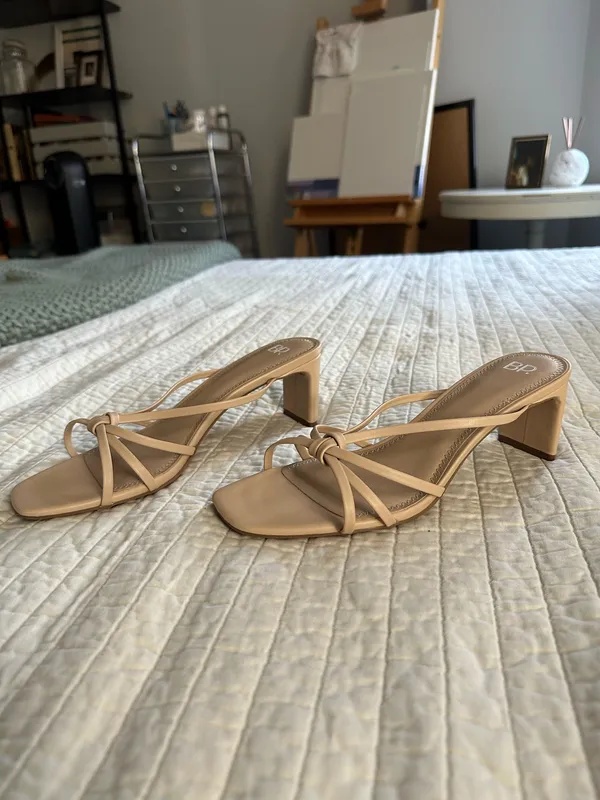 bp Nude Beige Knotted Strappy Square-Toe Heels - Image 2