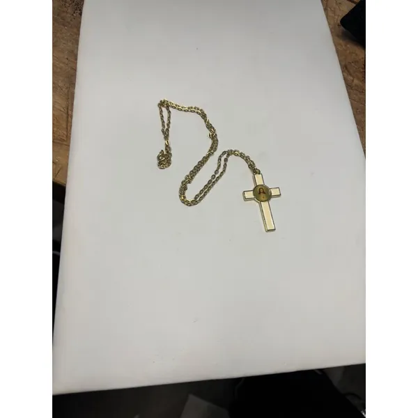 Vintage Gold-Tone Jesus Cross Pendant Necklace - Image 7