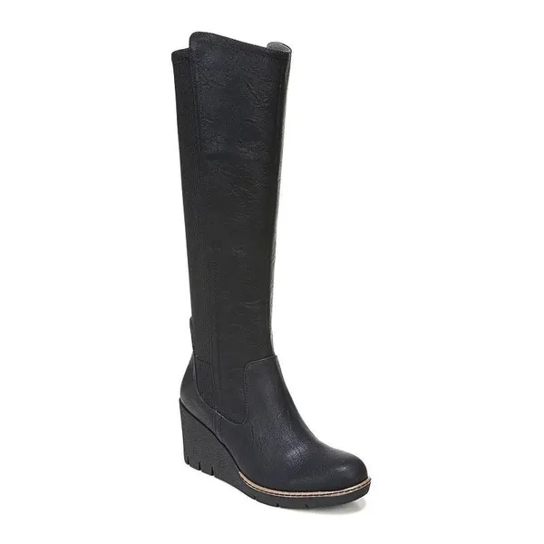 Dr. Scholl’s Lindy Black Wedge Tall Boots Faux Leather Comfort Size 10 - Image 2