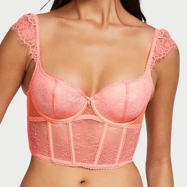 VICTORIA’S SECRET Dream Angels Lace Cap Sleeve Corset Top Neon Nectar Size M DD - Image 11