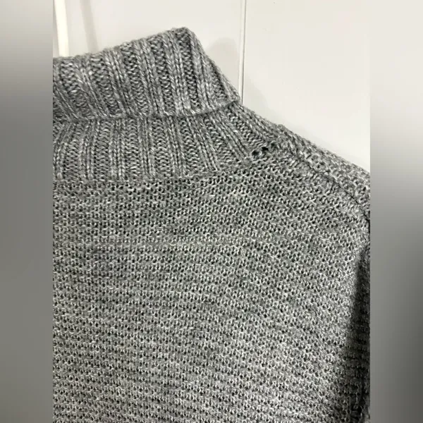 Zara Knit Medium Gray Turtleneck Sweater Oversized Dress Winter Warm Basic Fall - Image 7