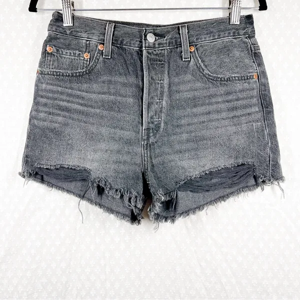 Levi’s Premium Washed Black High‎ Rise 501 Shorts - Image 2