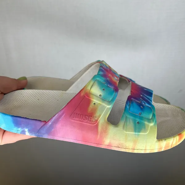 Freedom Moses Tie Dye Two Strap Slide Sandals Multicolor Women 36/37 - Image 2