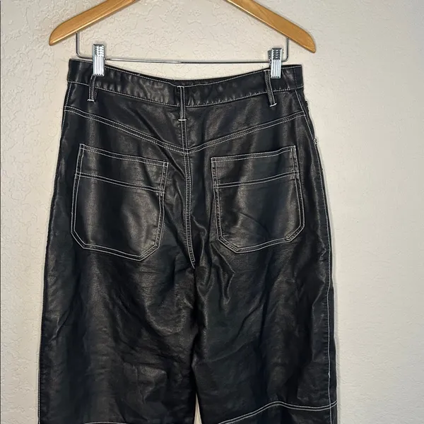 We the Free People It Factor Vegan Leather Pants Topstitching Size 12 Grunge - Image 7