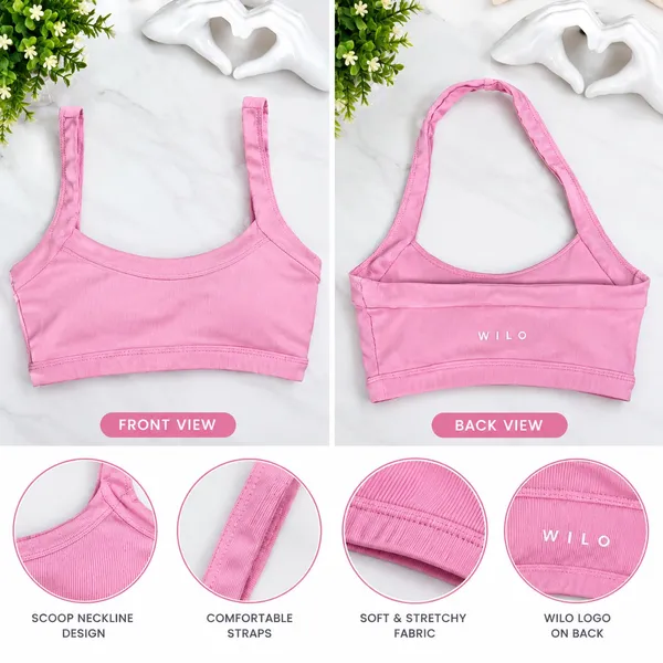 WILO The Label Pink Ribbed Halter Crop Top / Sports Bra - Size XS 🌸✨ - Image 2