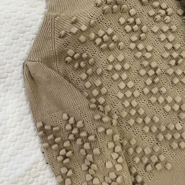 NWOT BCBGMAXAZRIA Popcorn Stitch Mock Neck Wool Blend Sweater Oatmeal Size XL - Image 4