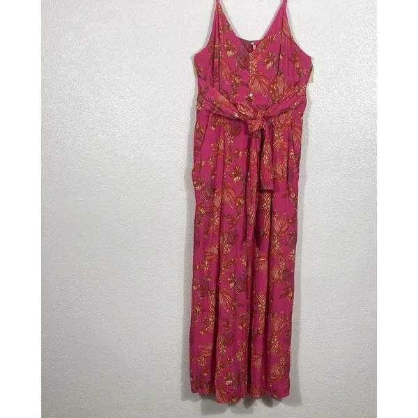 Free People Hot Tropics Jumpsuit Pink Orange Size 2 - Image 4