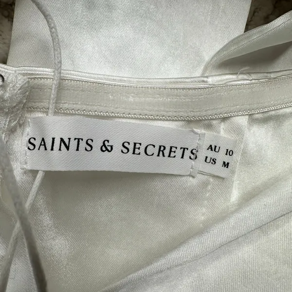 Saints + Secrets NWT White Bridal HalterA-Line Silk Dress - Image 9